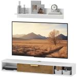 Móvel de TV Sala de Estar com Prateleira de Parede Armário Orifícios para Cabos para Televisão de Parede 120x24x16 cm Branco