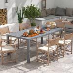 Mesa de Jardim Extensível Mesa de Terraço Retangular para 6 - 8 Pessoas Capacidade 50 kg 180/240x94x73 cm Cinza Escuro