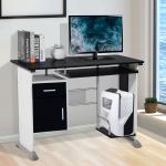 Mesa para Computador com Gaveta Armário e Suporte para CPU Secretária para Escritório 100x52x75cm Preto e Branco