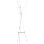 Cabide de Pé Metálico para Pendurar Roupa Bolsas com 9 Ganchos e Prateleira Cabide de Pé Moderno 45x45x180 cm Branco