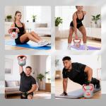 Kettlebell 14 kg Peso Russo com Revestimento de PU e Enchimento de Areia para Treinamento 26x18x32 cm Vermelho e Cinza
