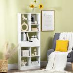 Estante de Madeira Estante para Livros com 1 Gaveta e 9 Compartimentos de Armazenamento 60x26x158cm Branco