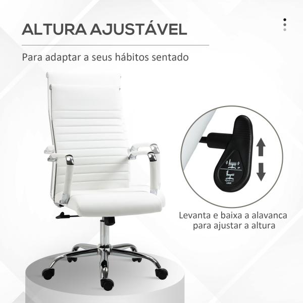Cadeira de Escritório Ergonómica Giratória 360° Basculante com Altura Ajustável 54x62x104 - 114 cm Branco