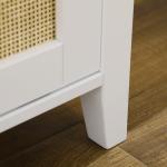 Banco Sapateira com 2 Portas de Vime Estilo Boémio Carga Máxima 130 kg para Corredor Entrada 80x35x45 cm Branco e Bege