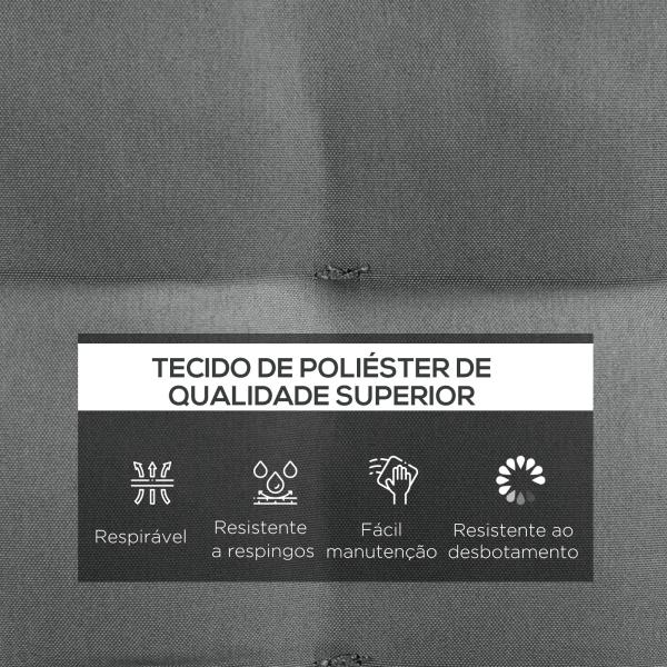 Conjunto de 6 Almofadas para Cadeiras de Jantar 40x40 cm 6 Unidades Almofadas para Cadeiras de Jardim Acolchoadas com Fitas Cinzento