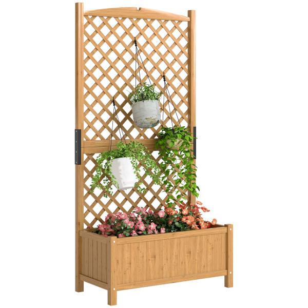Floreira de Jardim com Treliça Caixa de Plantio com Suporte para Plantas Trepadeiras 90x45x180cm Madeira