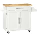 Carrinho de Cozinha com Prateleira Interior Ajustável Gaveta Barra e Suporte para Temperos 109x40x89 cm Branco