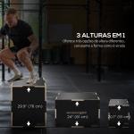 Caixa Pliométrica com 3 Alturas Diferentes para Treino de Força em Casa Ginásio CrossFit Carga 120 kg 76x61x51 cm Preto