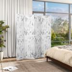 Biombo Dobrável de 4 Painéis Separador de Ambientes Elegante para Dormitórios Sala de Estar 160,5x170cm Branco Rústico