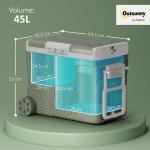 Geleira Portátil Elétrica 45L Geleira de Carro - 20℃ a +20℃ 12V/24V com Rodas Compressor e Ecrã LED 64,5x43,5x53 cm Verde
