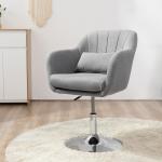 Cadeira de Escritório Operativa Giratória 360°com Altura Ajustável Apoio para os Braços e Almofada 60x60x79 - 91 cm Cinza