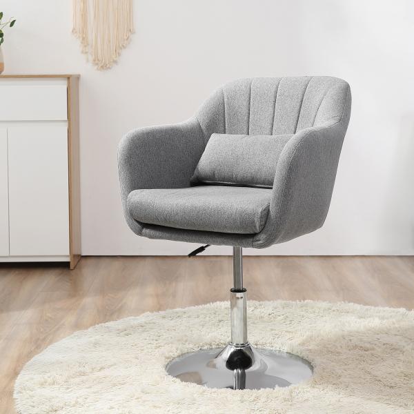Cadeira de Escritório Operativa Giratória 360°com Altura Ajustável Apoio para os Braços e Almofada 60x60x79 - 91 cm Cinza