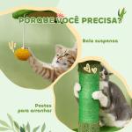 Arranhador para Gatos de Chão a Teto de 230 - 275 cm com Altura Ajustável Postes de Sisal e Bola de Brincar Verde