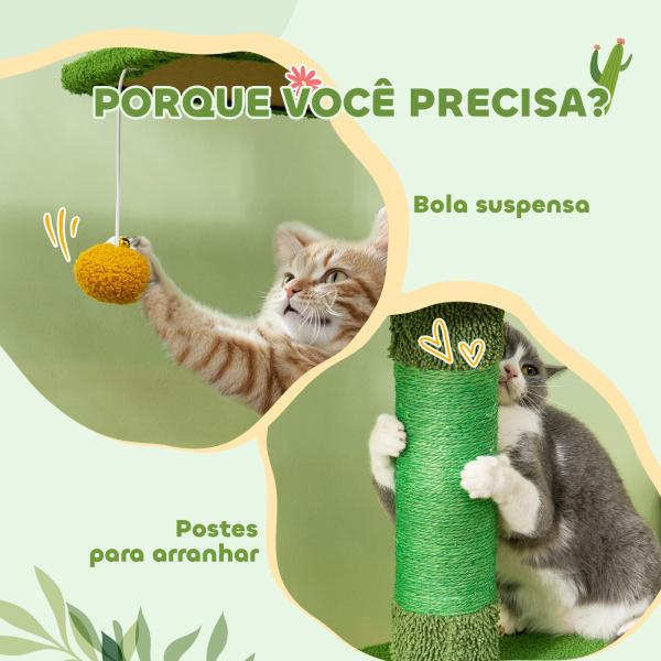 Arranhador para Gatos de Chão a Teto de 230 - 275 cm com Altura Ajustável Postes de Sisal e Bola de Brincar Verde