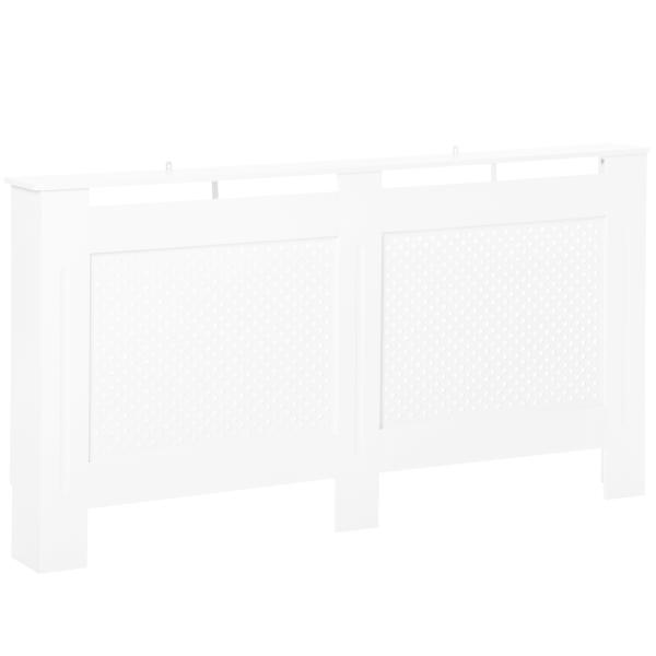 Cobertura para Radiador em MDF com Ripas e Prateleira Superior 151,5x19x82 cm Branco