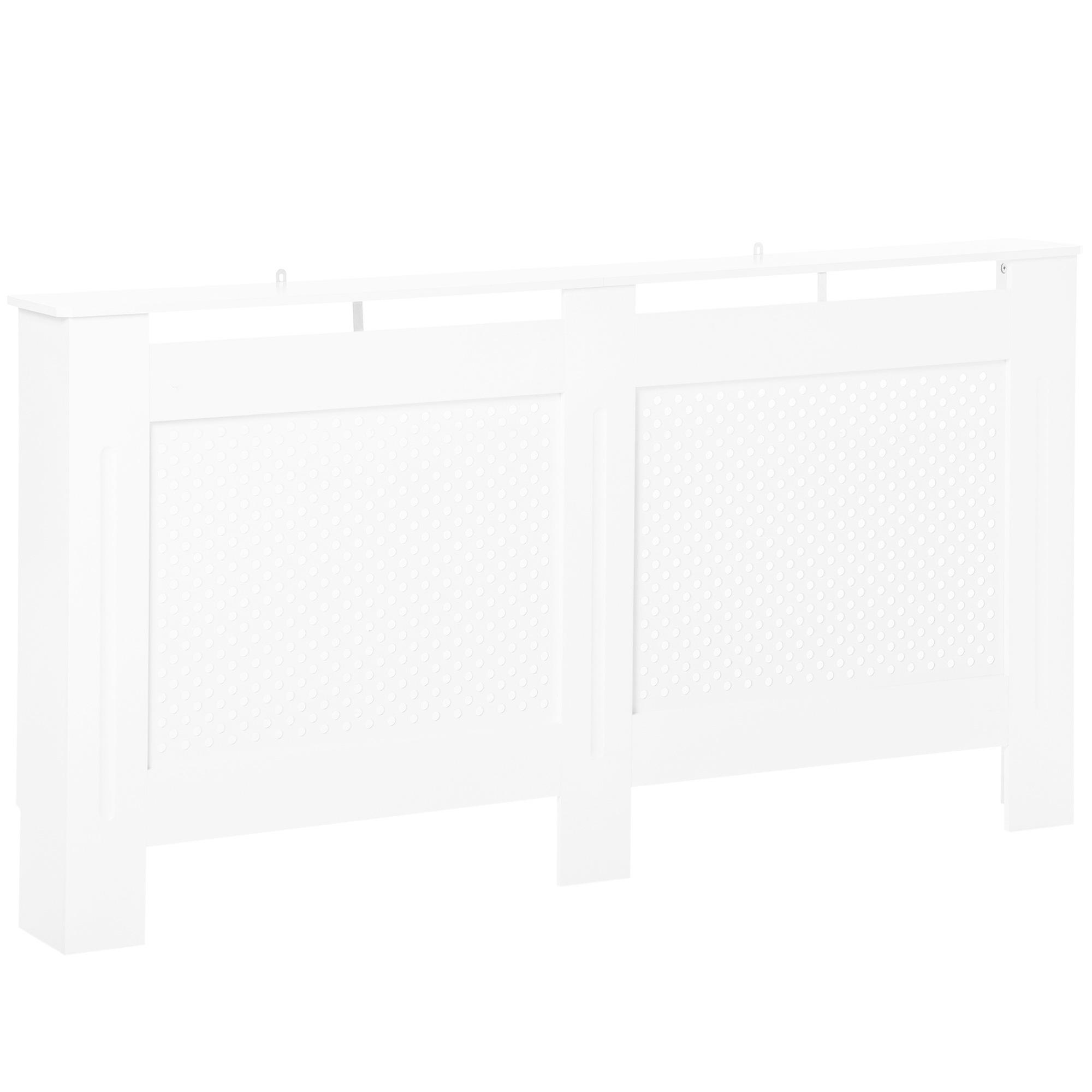 Cobertura para Radiador em MDF com Ripas e Prateleira Superior 151,5x19x82 cm Branco