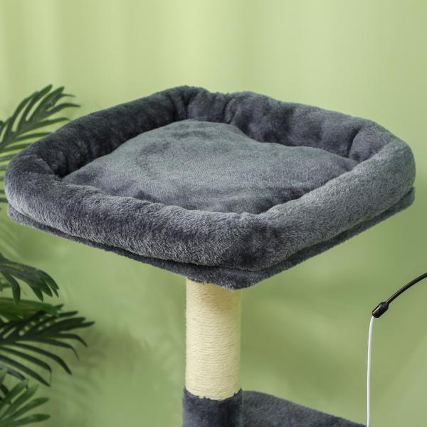 Arranhador para Gatos 134 cm com Caverna Plataformas Bolas de Jogar e Postes de Sisal 124,5x40x134 cm Cinza Escuro