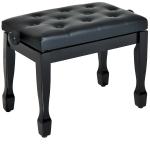 Banco de Piano Altura Ajustável Assento de Couro Sintético Pernas em Madeira 64x35x55 cm Preto