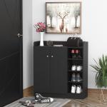 Sapateira com 2 Portas Prateleiras Interiores e 4 Prateleiras Exteriores com Altura Ajustável 83x30x90 cm Preto