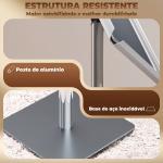 Suporte para Cartazes A3 Altura Ajustável, Giratório 360° Moldura de Alumínio e Aço Inoxidável Prata