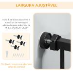 Barreira de Segurança para Cães com Porta Pequena Fechamento Automático e Sistema Duplo de Bloqueio 74 - 101x104,1 cm Preto