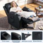 Poltrona de Massagem Reclinável até 145° com 8 Pontos de Massagem por Vibração Função de Aquecimento 82x99x103 cm Preto