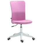 Cadeira de Escritório sem Apoio para os Braços Estofada em Linho Sintético com Altura Ajustável 53x43x85 - 93 cm Rosa