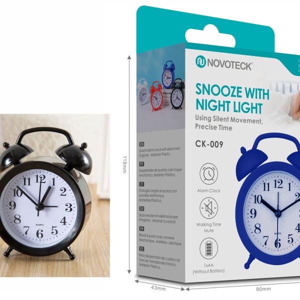 Despertador Clássico NOVOTECK CK-009 Negro