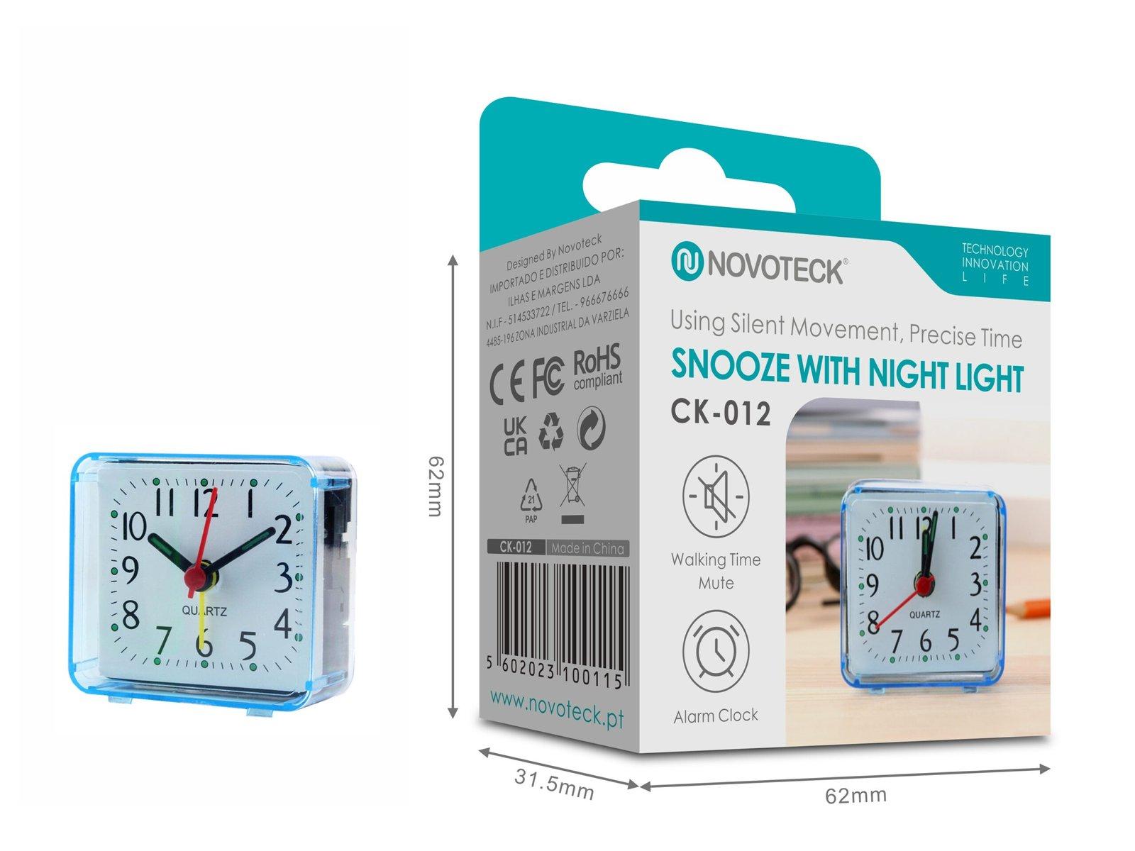 Despertador com Luz Noturna e Silêncio Operacional NOVOTECK CK-012 Azul