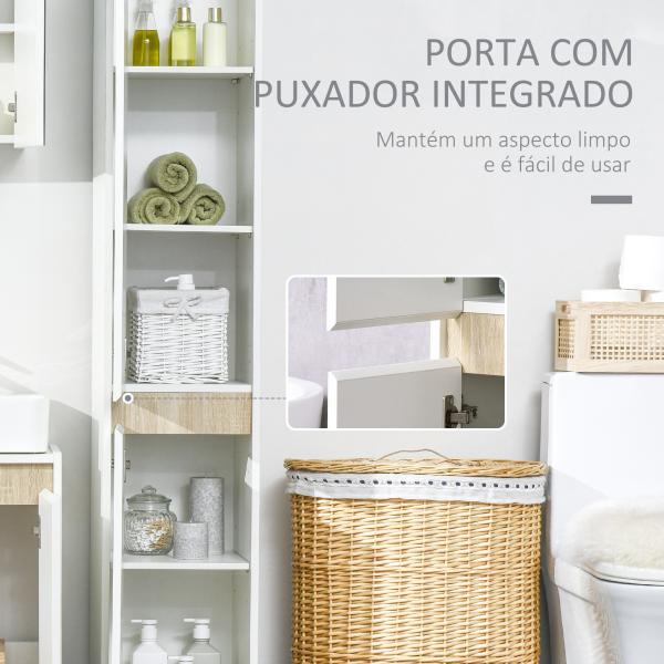 Coluna Casa de Banho Armário Auxiliar Casa de Banho de 5 Níveis com Prateleiras Ajustáveis 30x33x165cm Branco