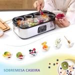 Iogurteira 30W Volume 1,44L com 8 Frascos de Cristal de 180ml Termostato Ajustável Temporizador de 1 - 48 Horas e Desligado Automático 36x18,8x14cm Prata