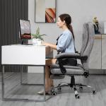 Cadeira de Escritório com 6 Pontos de Massagem Giratória Encosto Reclinável 135º Função de Aquecimento 62x67x113 - 120 cm Cinza