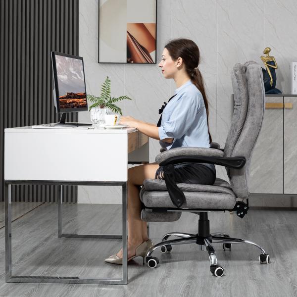 Cadeira de Escritório com 6 Pontos de Massagem Giratória Encosto Reclinável 135º Função de Aquecimento 62x67x113 - 120 cm Cinza