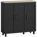 Aparador para Sala de Estar Móvel Buffet com 3 Portas e Prateleiras Ajustáveis 90x30x90 cm Preto e Madeira