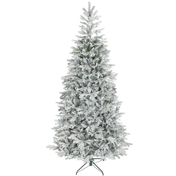Árvore de Natal Artificial 210 cm Árvore de Natal Nevada com 1154 Ramos Base Dobrável e Fácil de Montar Verde
