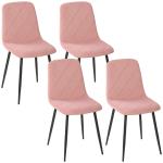 Conjunto de 4 Cadeiras de Jantar em Veludo com Pernas de Aço para Sala 45x54x87 cm Rosa