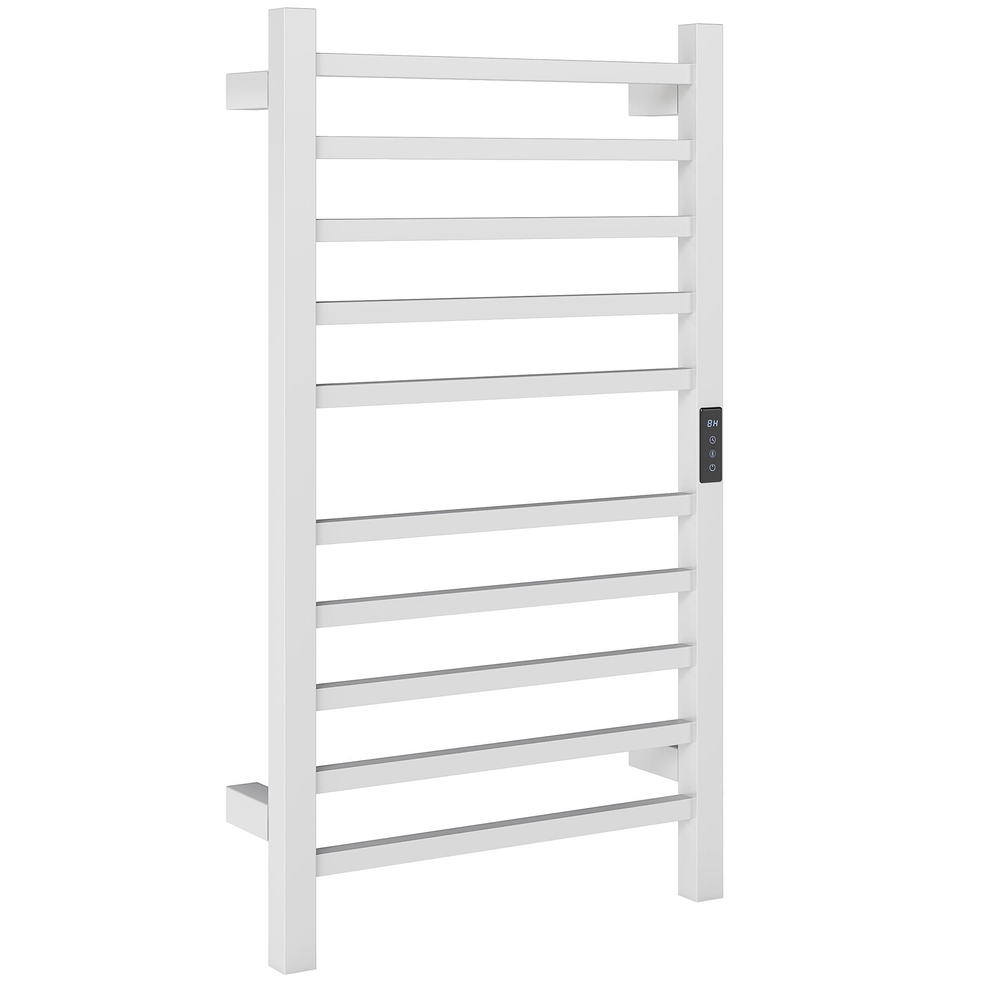 Toallero Elétrico de Parede 110W com Controlo WIFI Ecrã Tátil Temporizador 10 Barras Temperatura Ajustável Baixo Consumo IPX4 45x11x80 cm Branco