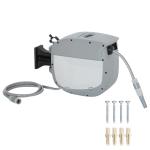 Carretel de Mangueira para Jardim 20+1,9 m com Bico de 2 Modos Bloqueio Automático e Retracção Suporte Orientável 180° Cinza
