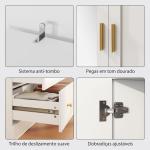 Roupeiro com 2 Portas e 2 Gavetas Armário Roupeiro com Espelho Barra para Pendurar Estilo Moderno 80x50x180 cm Branco