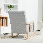 Poltrona Baloiço Moderna em Veludo Cotelê com Apoio para os Braços Almofada Lombar e Bolso Poltrona de Amamentação 65x90x98 cm Cinza