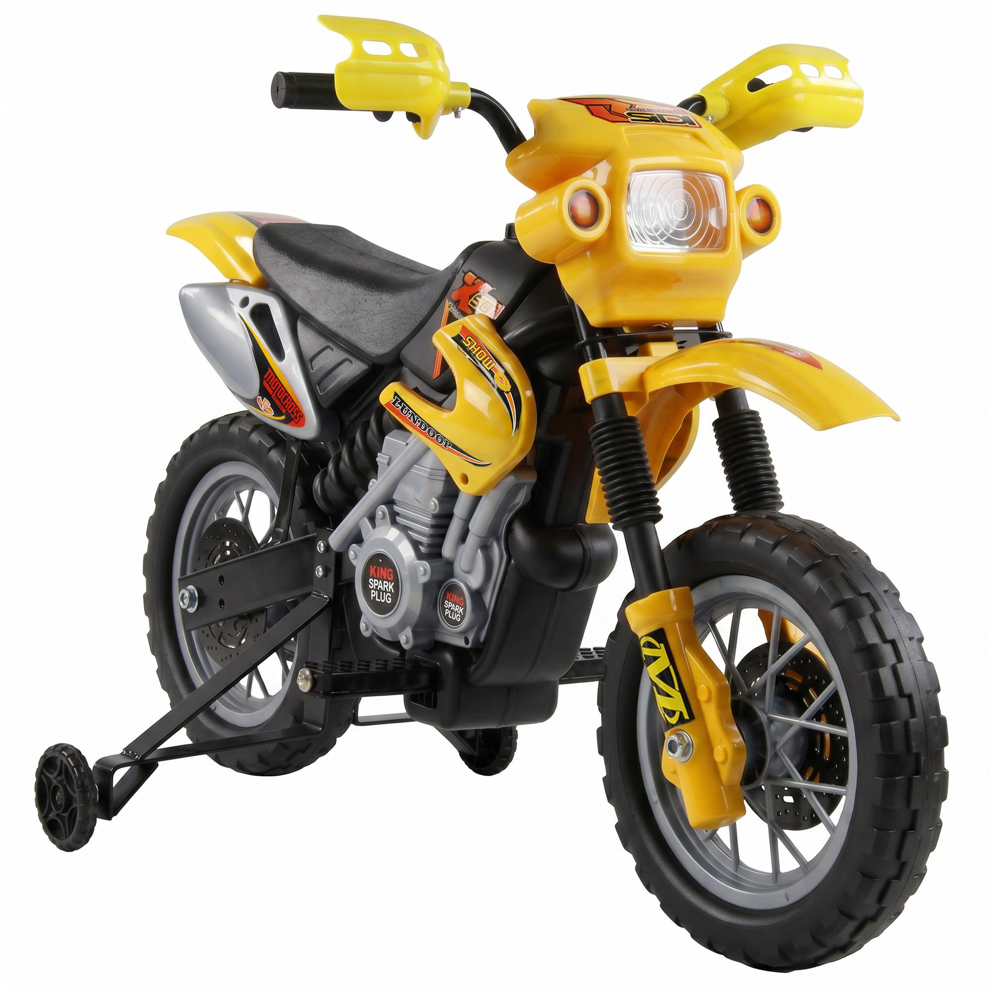 Mota Elétrica para Crianças 6V com Luzes e Música para Idades 3 - 6 Anos Amarelo