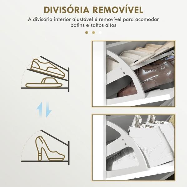 Sapateira Estreita com 4 Gavetas Basculantes e Prateleiras Ajustáveis para 16 Pares 106x24x102 cm Branco