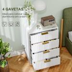Cómoda com 4 Gavetas Cómoda de Dormitório Moderna com Desenho Ondulado Anti - Tombo 60x40x90 cm Branco