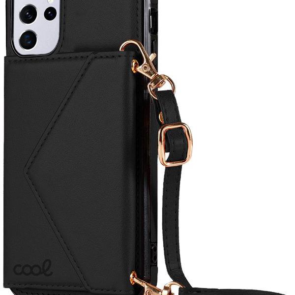 Capa Samsung G998 Galaxy S21 Ultra Carteira Pendente (Preta) - COOL