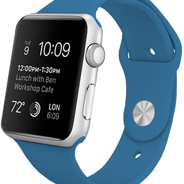 Correia Apple Watch Series 1/2/3/4/5/6/7/SE (42 / 44mm) Borracha (Azul) - COOL