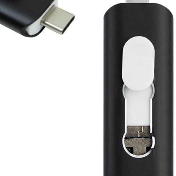Pen Drive USB 128GB 3 em 1 Lightning / Type - C / Micro - USB (Preto) - COOL