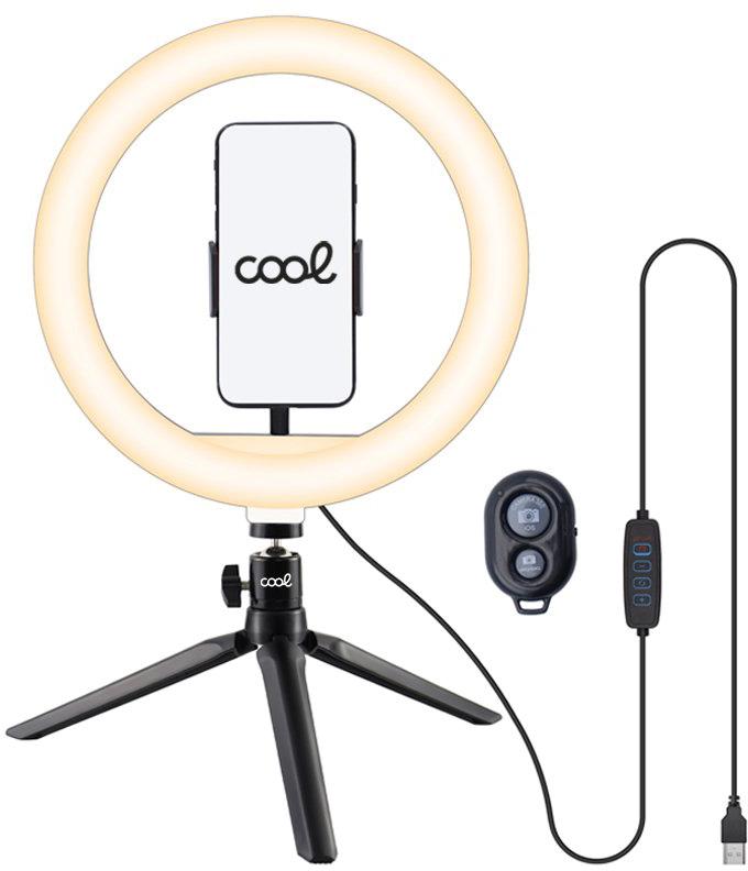 Suporte de Mesa (50 cm) Anel de Luz LED + Comando Bluetooth - COOL