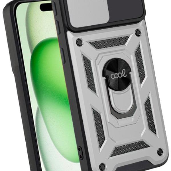 Capa p/ iPhone 15 Plus Hard c/ Anel (Prata) - COOL