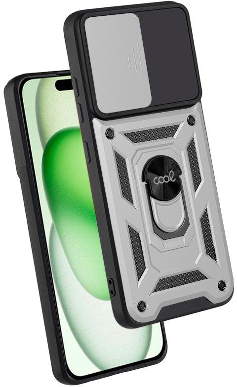 Capa p/ iPhone 15 Plus Hard c/ Anel (Prata) - COOL