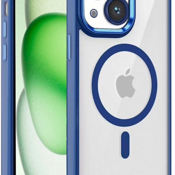 Capa p/ iPhone 15 Plus Magnética (Borda Azul Marinho) - COOL
